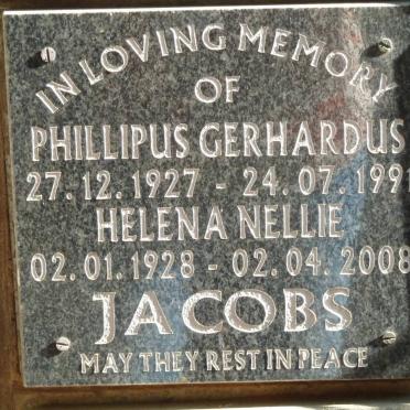 JACOBS Phillipus Gerhardus 1927-1991 &amp; Helena Nellie 1928-2008