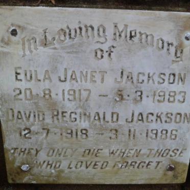 JACKSON David Reginald 1918-1986 &amp; Eula Janet 1917-1983