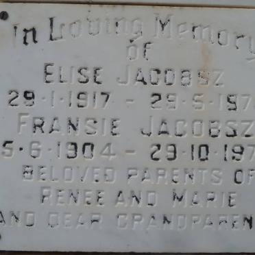 JACOBSZ Fransie 1904-1977 &amp; Elise 1917-1975 
