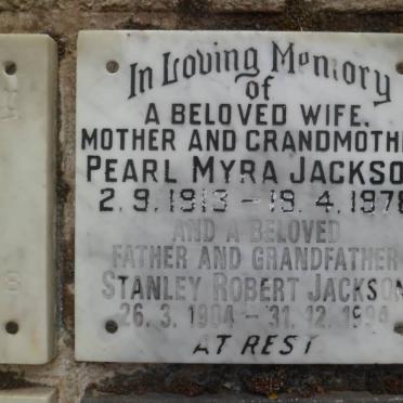 JACKSON Stanley Robert 1904-1994 &amp; Pearl Myra 1913-1978