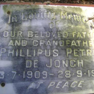 JONGH Phillipus Petrus, de 1909-1978