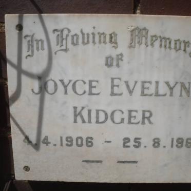 KIDGER Joyce Evelyn 1906-1967