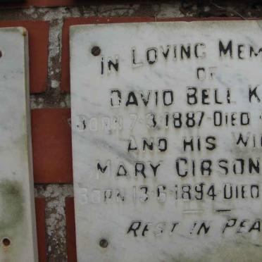 KING David Bell 1887-1963 &amp; Mary Gibson 1894-1973