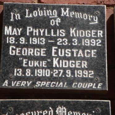 KIDGER George Eustace 1910-1992 &amp; May Phyllis 1913-1992