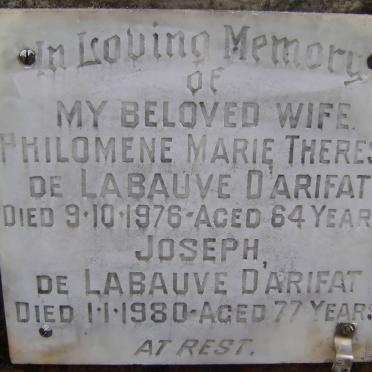 LABAUVE D'ARIFAT Joseph, de -1980 &amp; Philomene Marie Therese -1976