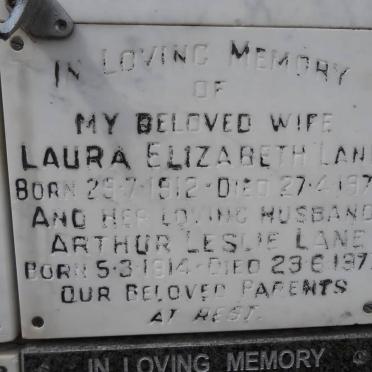 LANE Arthur Leslie 1914-1977 &amp; Laura Elizabeth 1912-1974