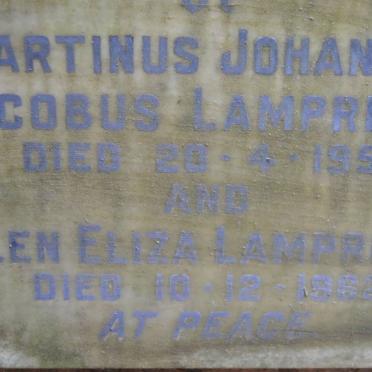 LAMPRECHT Martinus Johannes Jacobus -1958 &amp; Ellen Eliza -1962