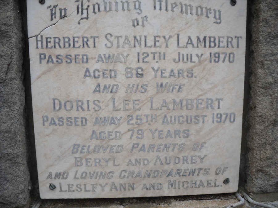 LAMBERT Herbert Stanley -1970 &amp; Doris Lee -1970