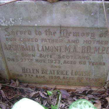 LAMONT Archibald -1933 &amp; Helen Beatrice Louisa -1959