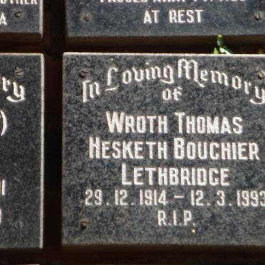 LETHBRIDGE Wroth Thomas Hesketh Boucher 1914-1993