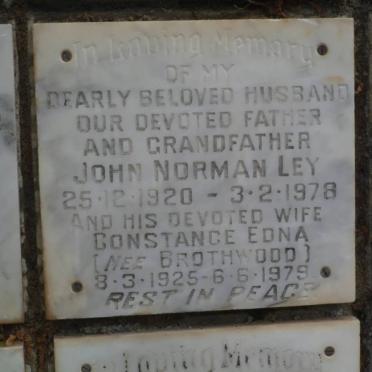 LEY John Norman 1920-1978 &amp; Constance Edna BROTHWOOD 1925-1979