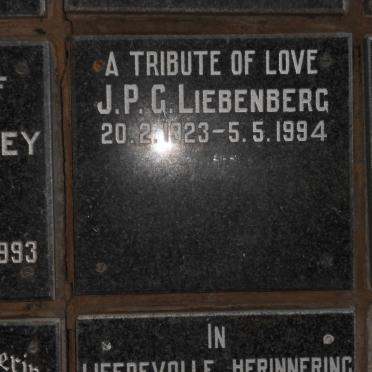 LIEBENBERG J.P.G. 1923-1994