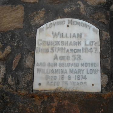LOW William Cruickshank -1947 &amp; Williamina Mary -1974