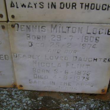 LOGIE Dennis Milton 1906-1974 :: FLINT Nicola 1975-1975