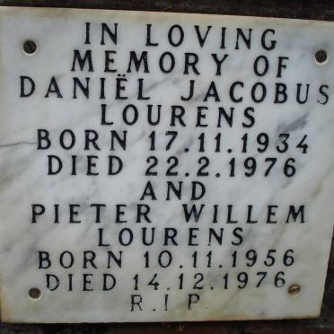 LOURENS Daniel Jacobus 1934-1976 :: LOURENS Pieter Willem 1956-1976