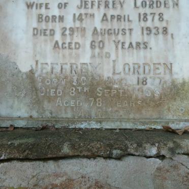LORDEN Jeffrey 1877-1955 &amp; Alice 1878-1938