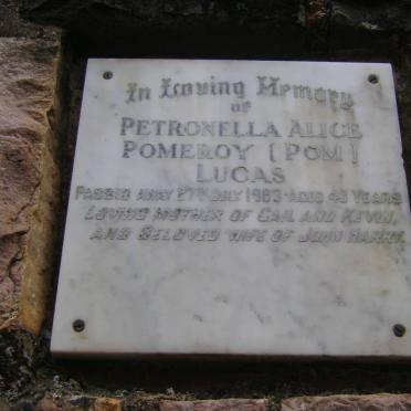 LUCAS Petronella Alice Pomeroy -1963