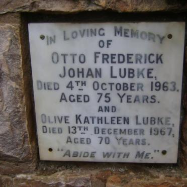 LUBKE Otto Frederick Johan -1963 &amp; Olive Kathleen -1967