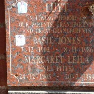 LUYT Basil Jones 1902-1986 &amp; Margaret Leila PITTS 1905-1989
