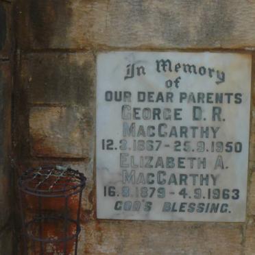 MacCARTHY George D.R. 1867-1950 &amp; Elizabeth A. 1879-1963