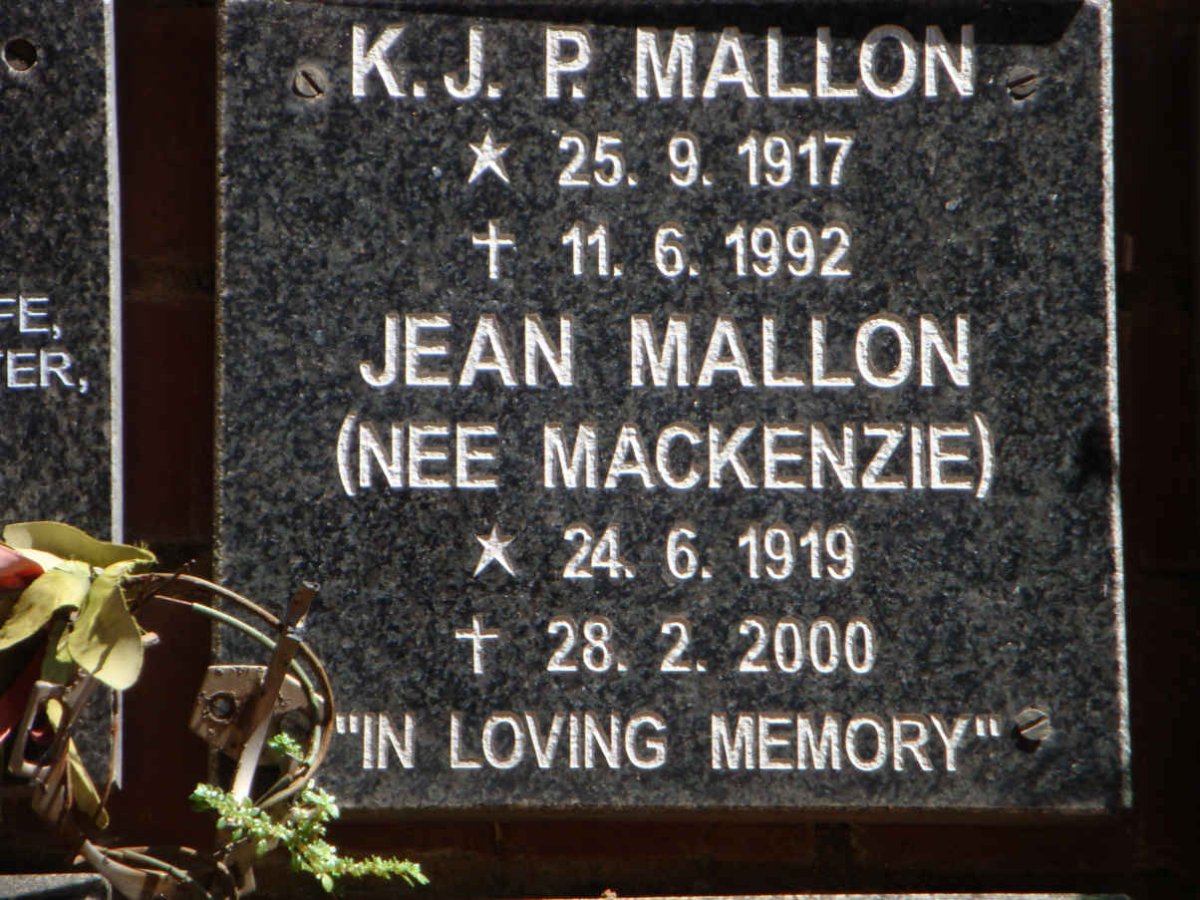 MALLON K.J.P. 1917-1992 &amp; Jean MACKENZIE 1919-2000