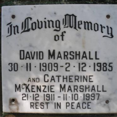 MARSHALL David 1909-1985 &amp; Catherine McKenzie 1911-1997