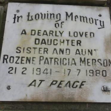 MERSON Rozene Patricia 1941-1980