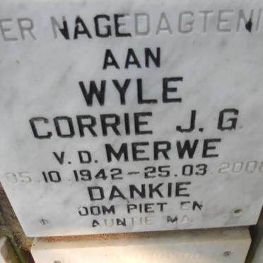 MERWE Corrie J.G., v.d. 1942-2002