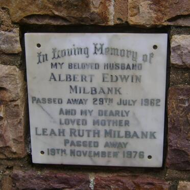 MILBANK Albert Edwin -1962 &amp; Leah Ruth -1976