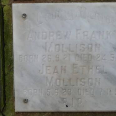 MOLLISON Andrew Frank 1921-1980 &amp; Jean Ethel 1923-1993