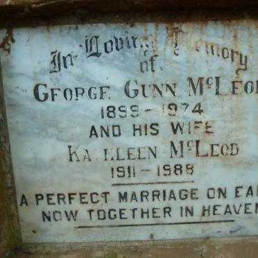 McLEOD George Gunn 1899-1974 &amp; Kathleen 1911-1988