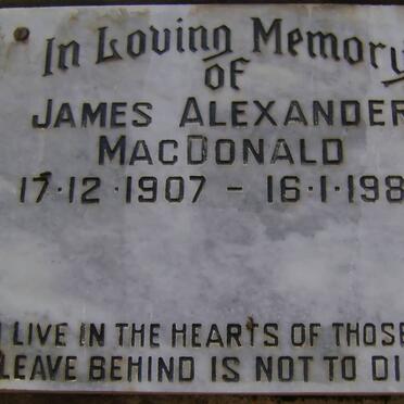 McDONALD James Alexander 1907-1982