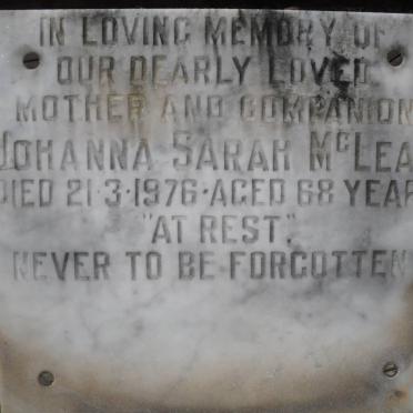 McLEAN Johanna Sarah -1976