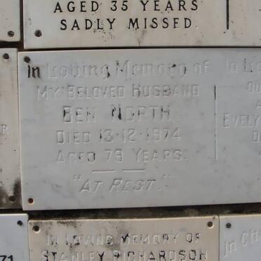 NORTH Ben -1974 &amp; Evelyn Louise Anna -1987