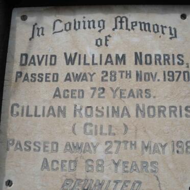 NORRIS David William -1970 &amp; Gillian Rosina -1980