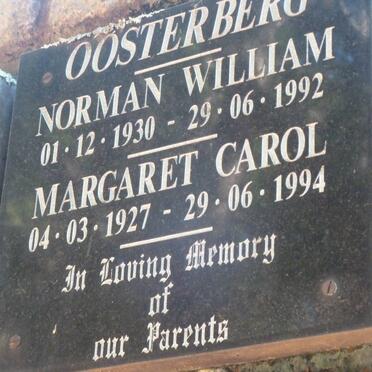 OOSTERBERG Norman William 1930-1992 &amp; Margaret Carol 1927-1994