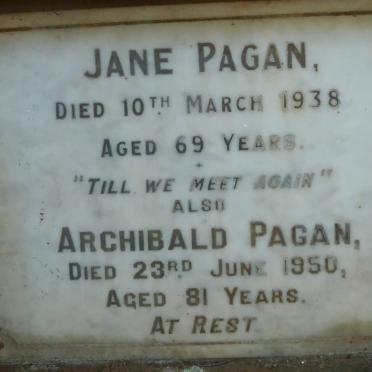 PAGAN Archibald -1950 &amp; Jane -1938