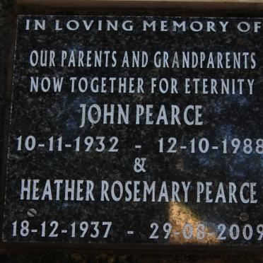 PEARCE John 1932-1988 &amp; Heather Rosemary 1937-2009
