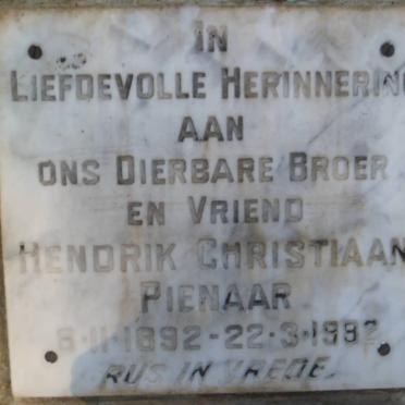 PIENAAR Hendrik Christiaan 1892-1982