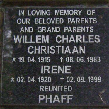 PHAFF Willem Charles Christiaan 1915-1983 &amp; Irene 1920-1999