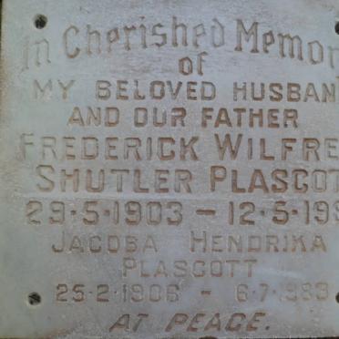 PLASCOTT Frederick Wilfred Shutler 1903-1981 &amp; Jacoba Hendrika 1906-1983