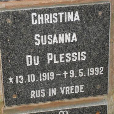 PLESSIS Christina Susanna, du 1919-1992