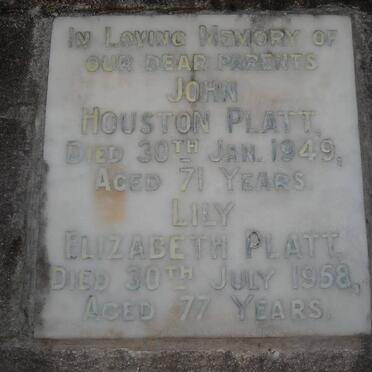 PLATT John Houston -1949 &amp; Elizabeth -1958