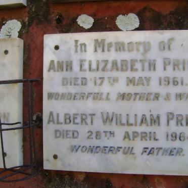 PRICE Albert William -1964 &amp; Ann Elizabeth -1961