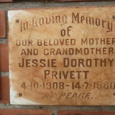 PRIVETT Jessie Dorothy 1908-1980