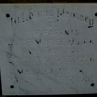 QUIRK Maurice 1910-1969 &amp; Alice Muriel TAYLOR 1914-1976 