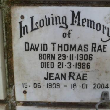 RAE David Thomas 1906-1986 &amp; Jean 1909-2004