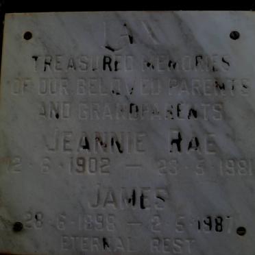RAE James 1898-1987 &amp; Jeannie 1902-1981