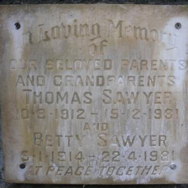 SAWYER Thomas 1912-1981 &amp; Betty 1914-1981