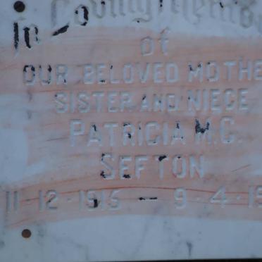 SEFTON Patricia M.C. 1915-1988